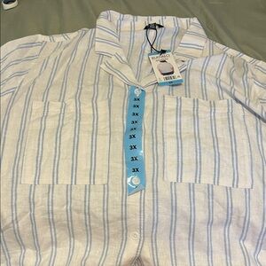 Buffalo David Bitton Women's Blue and White Striped Blouse